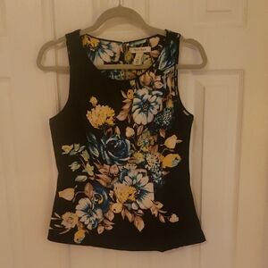 White House Black Market Black and Yellow Sleeveless Top